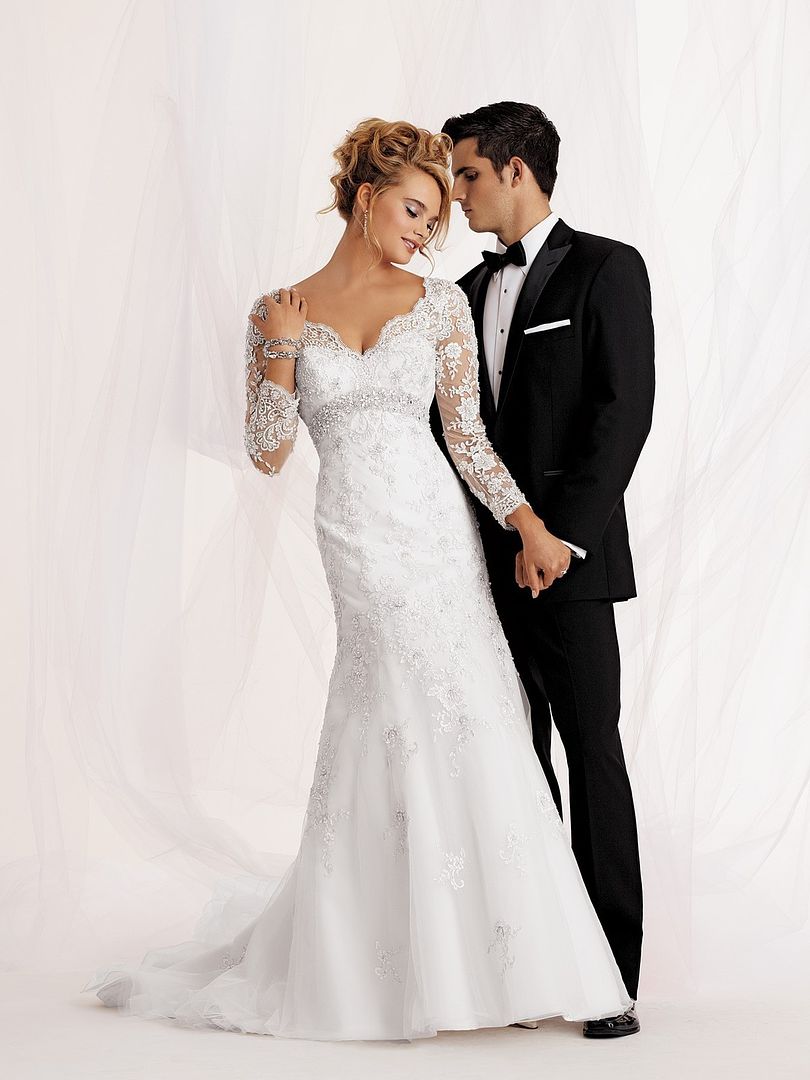 Custom Size White/Ivory Mermaid Long Lace Sleeve Wedding Gown/Bridal