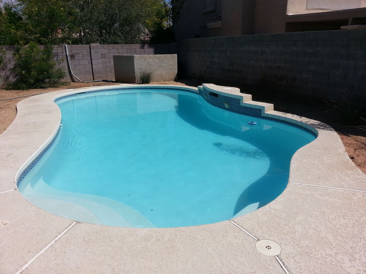 Completed Diy Travertine Pool Patio Waterfall Remodel In Az